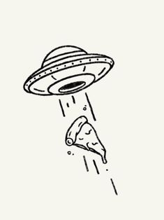 an image of a black and white drawing of a flying saucer