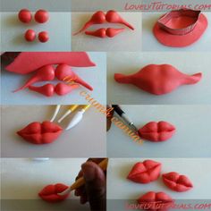 there are many images of lips being made with fondant