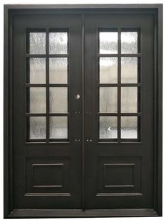 two double doors with glass on each side