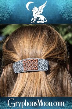 Leather Celtic Barrette - Bold and beautiful! The sensual appeal of genuine leather inset in this barrette is perfectly complemented by the soft gleam of polished pewter. This is one hair clip that will never look out of place, whether you're at work or play, in casual or formal occasions. Dress it up or dress it down. This barrette is ready for whatever the day may bring. Visit our website to see more styles. #Celtic #CelticKnot #Leather #Barrette #FrenchClip #HairClip French Clip, Out Of Place, One Hair, Bold And Beautiful, Cow Hide, Hair Sticks, Hair Clip, Bobby Pins, Straight Hairstyles