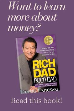 a book cover with the words rich dad and an image of a man in a suit