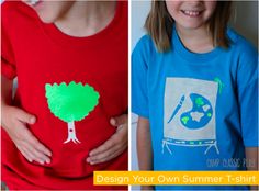 ClassicPlay's: Design Your Own Summer T-shirt.  Make a template using freezer paper and then paint.  Personalized t-shirts! Gifts For Husbands, Cool Dinosaurs, Art And Craft Ideas, Summer T Shirts, Popular Gifts, Art Equipment, Disney Family, Crazy Dog, Trendy Tshirts