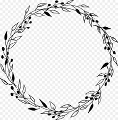 a black and white circular frame with leaves on the bottom, transparent background png