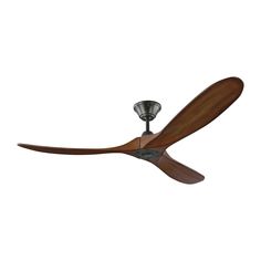 a ceiling fan with wooden blades and a light on the blade is shown in front of a white background