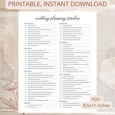 the printable instant wedding planning checklist