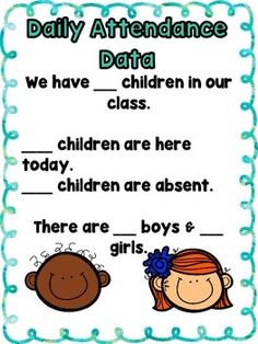 a daily attendance card for children in their class with the words, we have children in our class