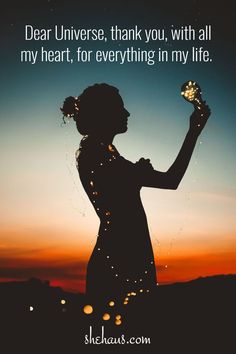 the silhouette of a woman holding a flower in her hand with an inspirational quote above it