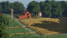 an aerial view of a farm in minecraft