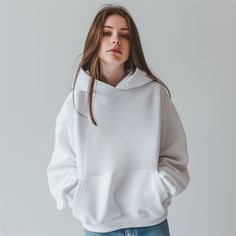 Mock up for Girl Wearing Gildan 18500 Hoodie. Mock Up Hoodie, Aesthetic Couple, Hoodie Mockup, Girls Wear, White Hoodie, Porter, Design Store, Mockup Design, Hoodies Womens