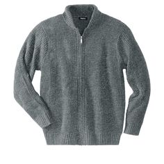 Add a layer without the bulkiness of a pullover with this zip-front shawl collar cardigan. A full zip front means you don't have to fuss with buttons. It's also substantial enough for warmth but is made from a soft acrylic knit that doesn't feel too heavy. Size: big - 7xl. Color: grey marl. Gender: male. Age Group: adult. Pattern: Solid. Mens Turtleneck, Shawl Collar Cardigan, Zippered Cardigan, Zip Cardigan, Quarter Zip Sweater, Collar Cardigan, Big Clothes, Big And Tall Outfits, Knitted Cardigan