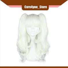 Item of 1 Human Hair Wigs for Women 20&quot; White Curly Synthetic Wig with Wig Cap 746453911622  eBay Cute Wig, Two Ponytails, Real Hair Wigs, Long Hair Wigs, Long Curly Wig, Hair Wigs For Women, Discount Poster, Coupon Ideas, Coupon Design