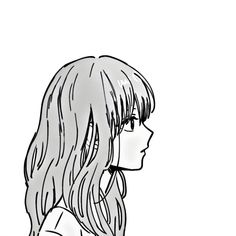 a drawing of a girl with long hair looking to her left and the back of her head