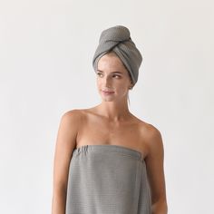 Introducing our Waffle Hair Towel, the newest addition to your post-shower routine. With the same dual-sided texture as our Waffle Towel, this hair wrap will help dry your hair and keep it out of your face while getting ready.","Light Grey Waffle Hair Towel size | Cozy Earth Waffle Hair Towel Bed in Charcoal | Mathis Home Wrap Bed, Hair Towel Wrap, Bath Wrap, Towel Wrap, Kids Vanity, Hair Towel, Shower Routine, Bamboo Fabric, Mulberry Silk