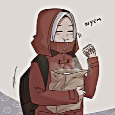 a drawing of a person wearing a hoodie and holding a paper in their hand