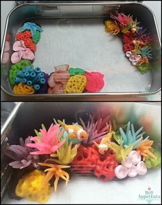 two pictures of different types of toys in a metal container on the internet page, each with their own name