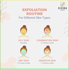 Every beautiful skin has a daily skin routine regime in place😍 Exfoliation is a crucial part of the skin routine👈 Here is the tip for different skin type👇 ✨Oily Skin: Everyday ✨Combination Skin: 2-3 times a week ✨Dry Skin: 1-2 times a week ✨Sensitive Skin: 1-2 times a week Exfoliating Routine, Daily Skin Routine, Exfoliation Routine, Routine For Dry Skin, Wedding Skincare, Cleansing Routine, Brush My Teeth, Skin Secrets, Flawless Face