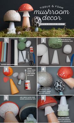 the instructions for how to make mushroom decorations