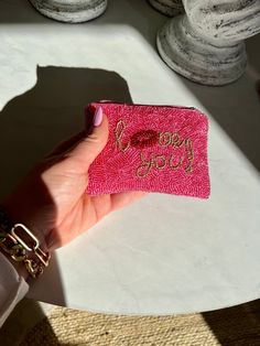 The cutest gift for one of your girlies or to treat yourself! This love you pink beaded wallet is so cute as a coin purse or to throw some cards in. Shop now! Beaded Wallet, Some Cards, Treat Yourself, Cute Gifts, The Cutest, So Cute, Coin Purse, Coin, Shop Now