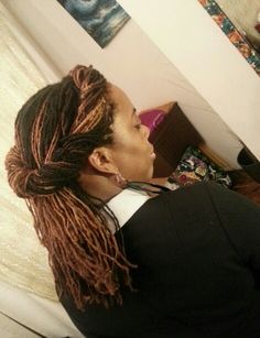 7yrs+ Sisterlocked Up! She has decided to grow out the colour. How To Care For Sisterlocks, Sisterloc Braid Out, Sister Locks Vs Micro Locks, How To Retie Sisterlocs, Sister Locs Vs Microlocs, Traditional Locs, Loc Goals