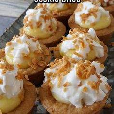 coconut cream cookie bites on a baking sheet