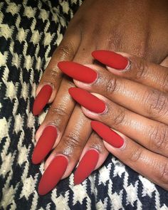 Red Nails Ideas Matte, Matte Red Nails Design, Red Matte Nails Design, Red Nails Matte, Matte Red Nails, Matte Almond Nails, Sns Nails Designs, Long Red Nails