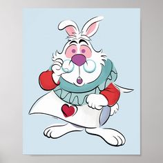 a painting of a cartoon bunny holding a spoon