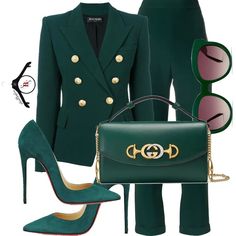 Green Fall Outfits For Women, Drinks After Work Outfit, Bosslady Outfits, Aqua Dress Outfit, Girlboss Outfits, Green Outfits For Women, Ootd Classy, Women Pants Outfit, Looks Kate Middleton