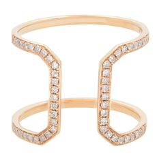 This 18K rose gold diamond guard designed ring is set with 0.25cttw tiny round brilliant cut diamonds. Diamond color H-I and SI clarity. This unique ring is very chic and stylish. Looks great alone or with other rings. Ring size 7.5. Width of the whole piece: 15mm. Comes with a presentable gift box. Diamond Cuff Ring, Minimalist Diamond Rings, Modern Engagement Rings, Diamond Fashion Rings, Rose Gold Diamond Ring, Modern Ring, Wide Band Rings, Unique Ring, Diamond Rings Bands