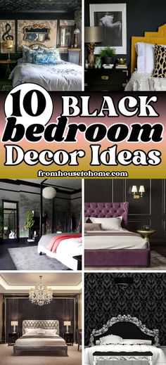 10 black bedroom decor ideas Black White And Red Bedroom Ideas, Black Bedroom Walls, Black Bedroom Decor Ideas, Yellow Bedroom Walls, Fall Bedroom Ideas, Black Room Decor, Painted Ceilings, Black Bedroom Decor