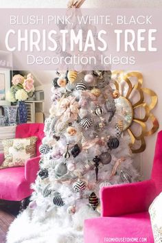 Blush Pink, White and Black Christmas Tree