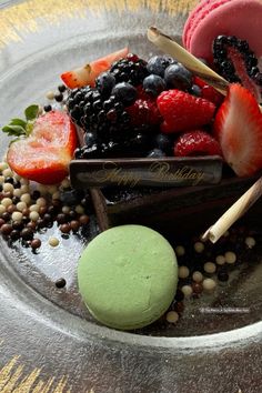 an assortment of desserts and pastries on a plate