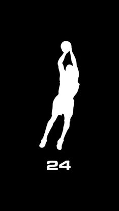 the silhouette of a basketball player is shown on a black background with the number 24