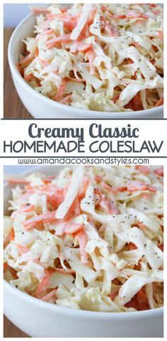 this creamy classic homemade coleslaw is made with only three ingredients