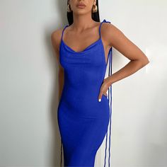 F00149356-903 Maxi Dress Summer, Drape Maxi Dress, Cami Maxi Dress, Langer Rock, Backless Maxi Dresses, Halterneck Dress, Slim Dresses, Maxi Dress Blue, Primavera Estate