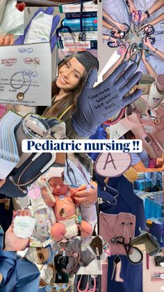 a collage of photos with the words pediatric nursing on them and pictures of people holding babys