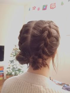 braids space buns Dutch Braids Into Two Low Buns, Low Space Buns Braided, Braid Bun Hairstyles Short Hair, Braided Space Buns Low, 2 Bun Hairstyles For Short Hair, Dutch Braid Space Buns Tutorial, Two Braids Into Low Bun, Short Hair Low Space Buns, 2 Braid Bun Hairstyles