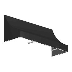 a black awning on top of a white wall