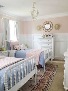 On the other hand  if you have a larger bathroom  you would probably prefer to use colors that create a cozy and warm atmosphere. Paint your walls in warm colors like red  orange  yellow or lemon yellow. Sister Bedroom, Country Cottage Living, Girl Room Inspiration, Sister Room, Twin Bedroom