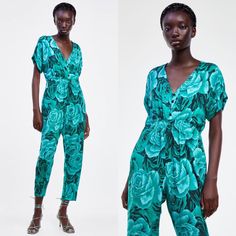 Zara Floral Print Short Sleeve Jumpsuit Size Xs Bn Front Button Closure. Elastic Waist. Brand New With Tags. Zara Jumpsuits And Rompers For Spring Night Out, Casual Green Zara Jumpsuits And Rompers, Zara Casual Floral Print Jumpsuits And Rompers, Zara Fitted Jumpsuits And Rompers With Floral Print, Chic High-waisted Zara Jumpsuits And Rompers, Zara V-neck Jumpsuits And Rompers For Day Out, Zara Floral Jumpsuit, Zara Green V-neck Jumpsuits And Rompers, Zara V-neck Beach Jumpsuits And Rompers