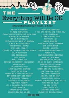 the everything will be ok playlist is shown in blue and white with an image of a