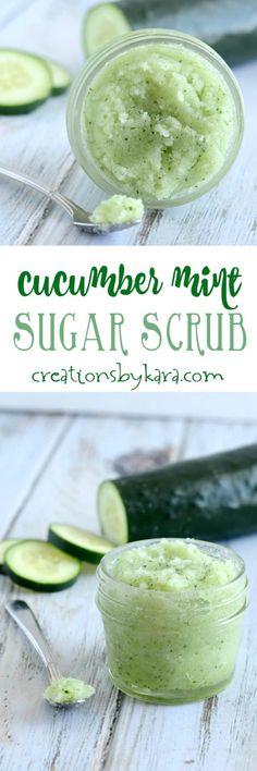 Recipe Cucumber, Wax Recipe, Mint Sugar Scrub, Mint Sugar, Homemade Scrub, Sugar Scrub Recipe, Coconut Oil Uses, Diy Body Scrub