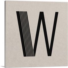 the letter w is made up of black and white stripes on a light gray background