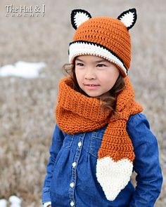 Ravelry: Fox Fancy Hat & Cowl pattern by Marken of The Hat & I Fox Hat Pattern, Fox Beanie, Slouch Hat Crochet Pattern, Fox Scarf, Beanie Hat Pattern, Fox Hat, Crochet Kids, Crochet Cowl Pattern, Bonnet Crochet