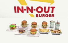 an advertisement for in - n - out burgers with different types of hamburgers and fries