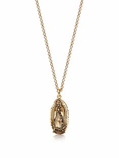 Nialaya Men's Necklace Men's Gold Necklace with Our Lady of Guadalupe Pendant 21 Inch MNEC_085 Guadalupe Necklace, Gold Necklace For Men, Our Lady Of Guadalupe, Lady Of Guadalupe, Shine Bright Like A Diamond, Braided Leather Bracelet, Men's Necklace, Mens Gold, Braided Leather