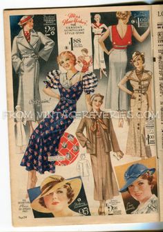 1935 30s Dress, Fashion Decades, Color Pages