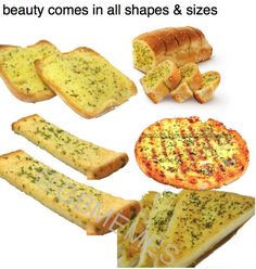 some breads and other food items are arranged in the shape of an image with caption