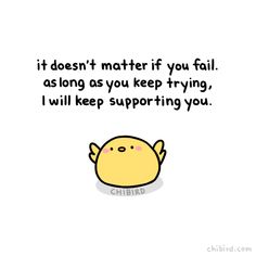 a cartoon character saying it doesn't matter if you fall as long as you keep trying