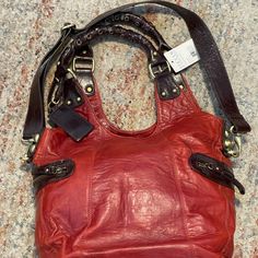 Nwt - Retro Steve Madden Foldover Tote In A Beautiful Fall Berry Color Leather Some Scuffs On Leather Trims Bronze Grommets & Zipper Adjustable Shoulder Strap Detailed Roped Handle Button Snap Top Closure Silk Animal Print Interior Red Leather Hobo Bag For Fall, Red Hobo Bag For Fall Travel, Fall Travel Red Hobo Bag, Casual Red Hobo Bag With Zipper Closure, Aria Pll, Berry Color, Steve Madden Bags, Womens Tote Bags, Leather Trims