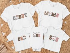 Introducing our super cute family-matching Cow Theme 1st birthday t-shirts. These shirts are high quality and made with 100% soft ringspun cotton. The perfect shirts for a cow and western theme birthday party. HOW TO ORDER 1. Select the color and size/name from the drop-down menu and add it to the cart 2. Repeat the process if you want to order more shirts 3. If you want a custom shirt, please select that from the menu and add the name to the personalization box NB: We have multiple options for Cute White T-shirt For Family Events, White Cute T-shirt For Family Events, White Top With Name Print For Family Events, White Tops With Name Print For Family Events, Cow Theme 1st Birthday, First Birthday Cow Theme, Cow Theme First Birthday, Western Theme Birthday Party, Birthday Cow